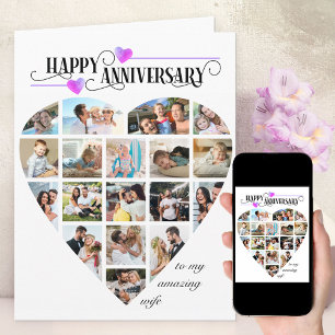Cartão Colagem de Fotos Coração 18 Aniversário de Casamen