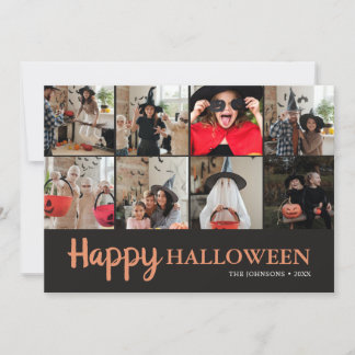 Cartão Colagem de Fotos da Família Divertida no Halloween
