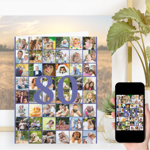 Cartão Colagem de Fotos de 80 anos ou Qualquer Idade Gran