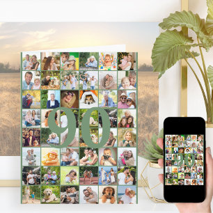 Cartão Colagem de Fotos de 90 anos ou Qualquer Idade para