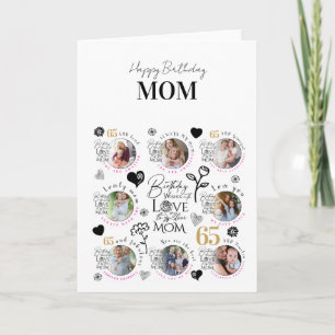 Cartão Colagem de Fotos de Aniversário da Mamãe Tipografi