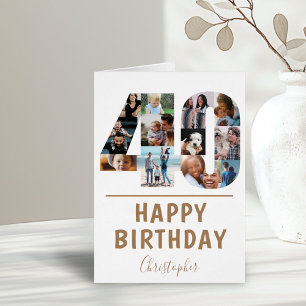 Cartão Colagem de Fotos de Aniversário de 40 anos Feliz 