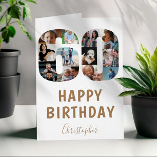 Cartão Colagem de Fotos de Aniversário de 60 anos Moderna