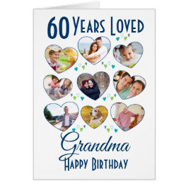 Cartão Colagem de Fotos de Aniversário do Coração