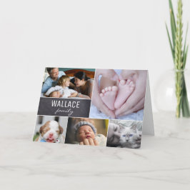 Cartão Colagem de Fotos de Família com Múltiplas Fotos Qu