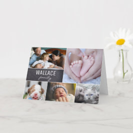 Cartão Colagem de Fotos de Família com Múltiplas Fotos Qu