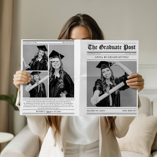Cartão Colagem de Fotos de Formatura de Jornal Única 2026