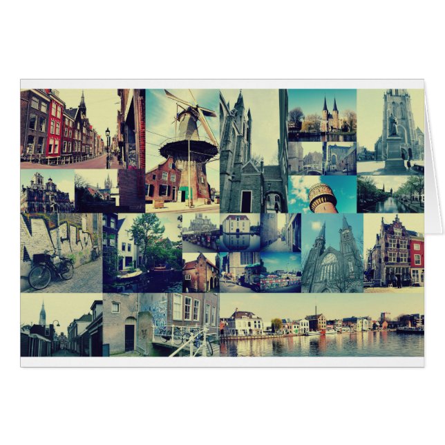 Cartão Colagem de fotos Delft 5 (Frente Horizontal)