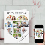 Cartão Colagem de Fotos do Coração 11 com Script de Amor<br><div class="desc">Diga Feliz Aniversário com uma coleção de fotos cardíacas de amor, cartão de aniversário personalizado. O modelo de foto está configurado para que você adicione suas fotos, trabalhando em linhas de cima para baixo. A colagem de fotos contém 11 fotos que são exibidas em uma mistura de retratos, paisagens e...</div>