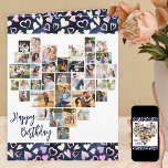 Cartão Colagem de Fotos do Coração 36 Corações Pic Qualqu<br><div class="desc">Cartão de aniversário do Heart Photo Collage, adequado para qualquer idade, que você pode personalizar com até 36 fotos diferentes. Você também pode adicionar o nome da pessoa de aniversário na frente e o dentro de mensagens personalizadas. A colagem de fotos em forma de coração é feita de figuras verticais,...</div>