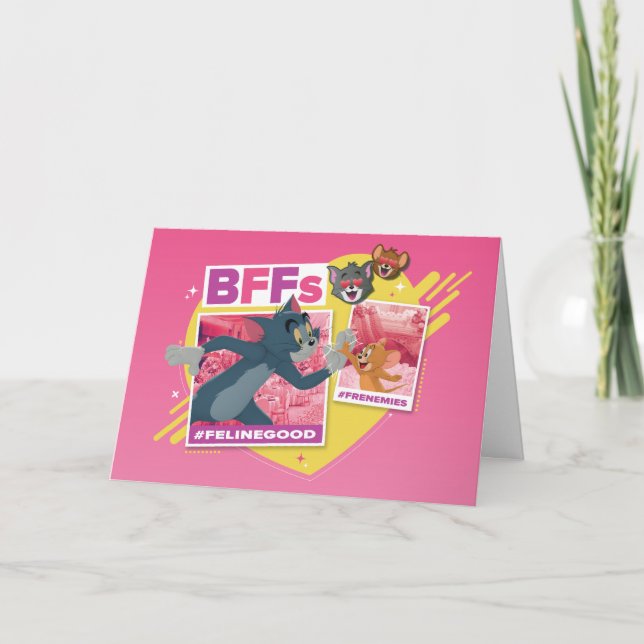 Cartão Colagem de Fotos Emoji do Tom & Jerry BFF (Frente)