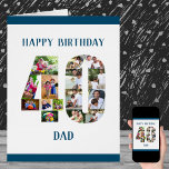 Cartão Colagem de Fotos Feliz do Pai Número 40<br><div class="desc">Diga um Pai feliz com um cartão de aniversário único e sua própria colagem de fotos personalizada. Este grande cartão de aniversário para o Pai tem uma tipografia moderna em azul-oceano e um estilo simples para focar nas suas fotos no número 40. O modelo está configurado para você editar o...</div>