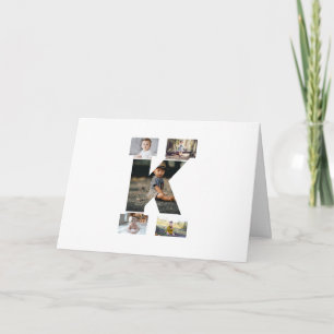 Cartão Colagem de Fotos K em Letras Pretas e Brancas