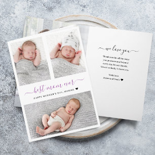 Cartão Colagem de Fotos Moderno para o Dia das Mães em Ca