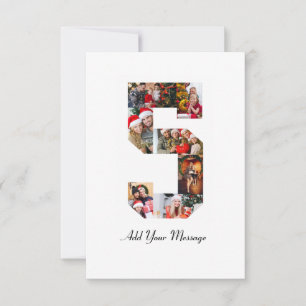 Cartão Colagem de Fotos Número 5 Preto e Branco