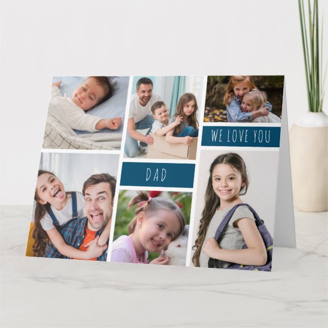 Cartão Colagem de Fotos Papai Nós Amamos Você (Frente)