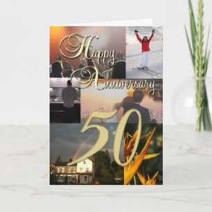Cartão Colagem de Fotos Personalizada 50º Aniversário