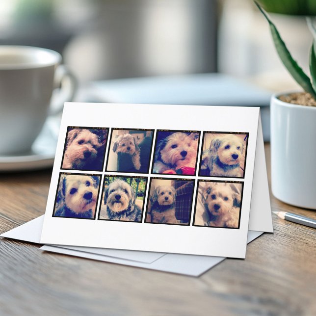 Cartão Colagem de Fotos Personalizada com Fotos Quadradas (Custom Folded Greeting Card)