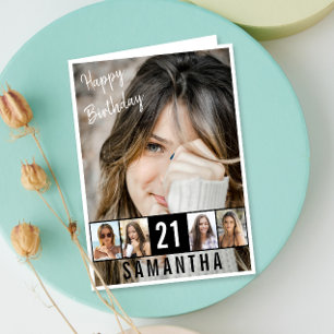 Cartão Colagem de Fotos Personalizada de Aniversário