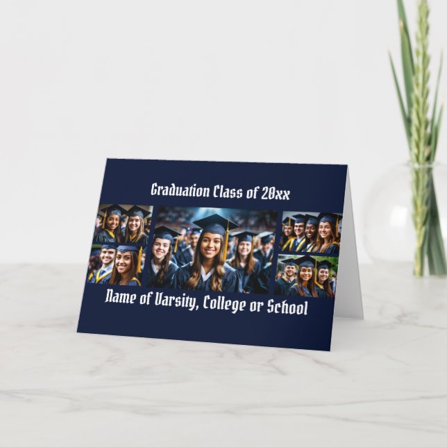 Cartão Colagem de fotos personalizadas 7 para formatura c (Frente)