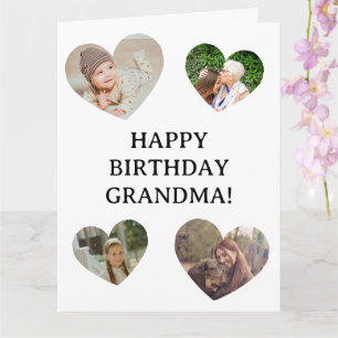 Cartão Colagem de Fotos Personalizadas de Aniversário Avó