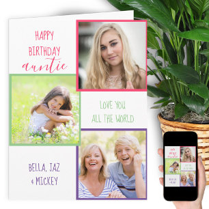 Cartão Colagem de Fotos Personalizadas de Aniversário par