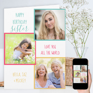 Cartão Colagem de Fotos Personalizadas de Aniversário par