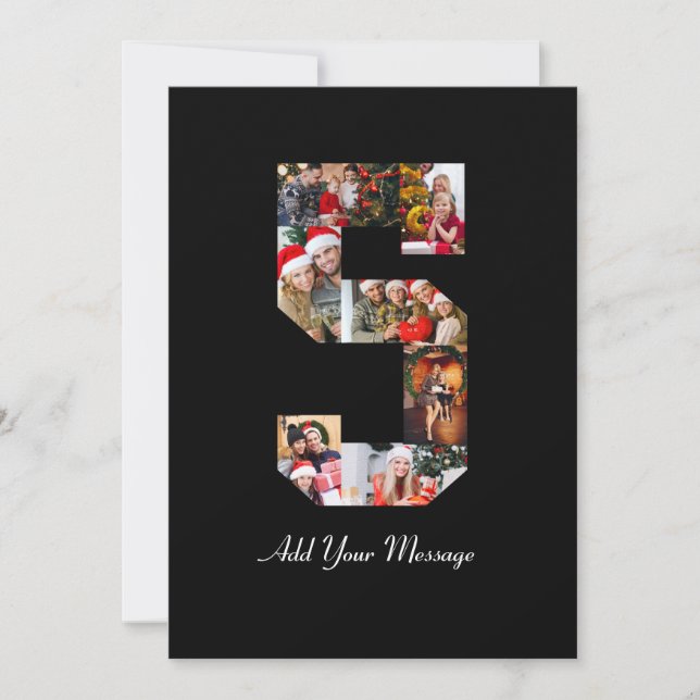Cartão Colagem de Fotos Preto e Branco Número 5 (Frente)