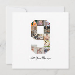 Cartão Colagem de Fotos Preto e Branco Número 9