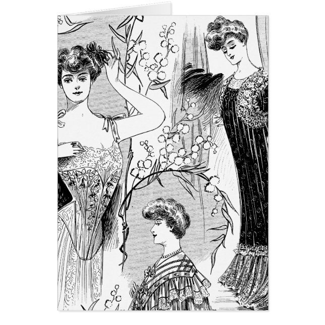 Cartão Colagem de ilustração de moda retrô (Frente)