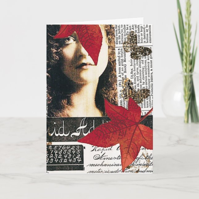 Cartão Colagem de mídia mista (Frente)