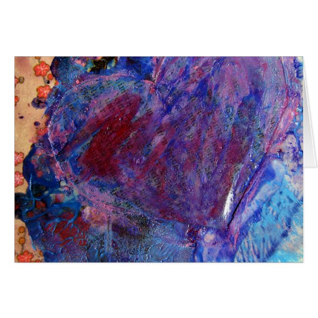 Cartão Colagem de Mídia Mista do Coração abstrato (Frente Horizontal)