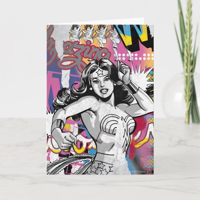 Cartão Colagem de Mulher Maravilha 3 (Frente)