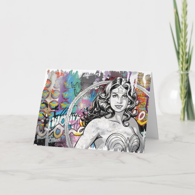 Cartão Colagem de Mulher Maravilha 6 (Frente)