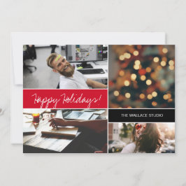 Cartão Colagem de Natal Red Happy Holidays Company