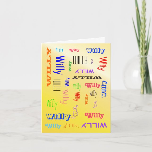 Cartão Colagem de Nomes - Amarelo Personalizado (Frente)