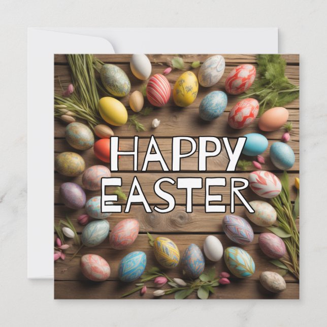 Cartão Colagem de Ovos de Páscoa criativa (Frente)