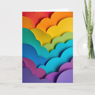 Cartão Colagem de Papel de Balão Arco-íris