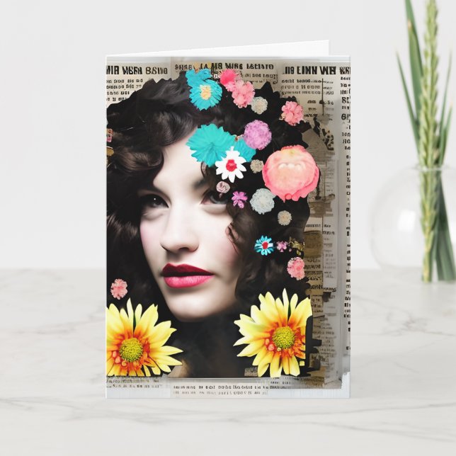 Cartão Colagem de Papel de Mulher Vitoriana | Amizade Eng (Frente)