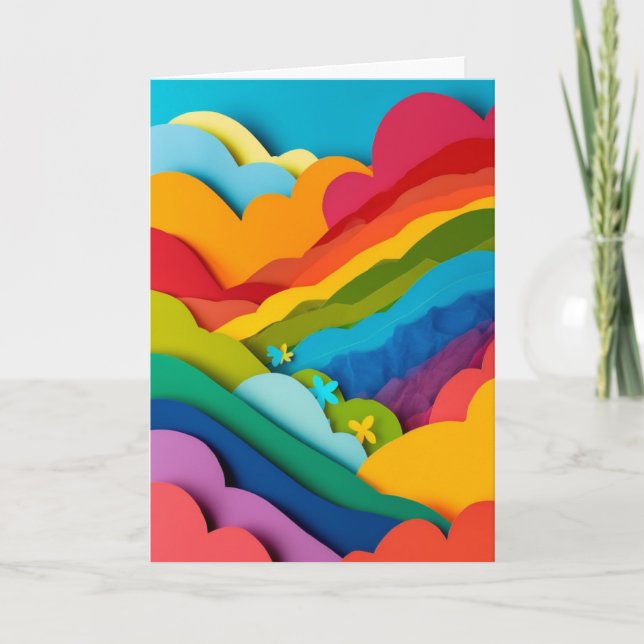 Cartão Colagem de Papel Prisma Arco-íris (Frente)