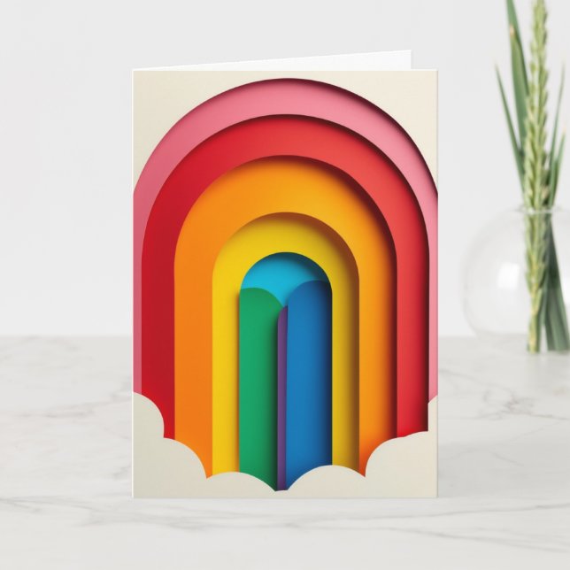 Cartão Colagem de Papel Silhueta Arco-íris (Frente)