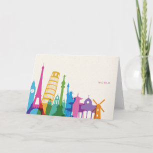 Cartão Colagem de Pastel Monumentos do Mundo