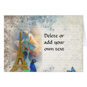 Cartão Colagem de pavão de Paris