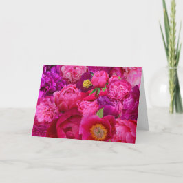 Cartão Colagem de Peônia Rosa Vibrante