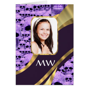 Cartão Colagem do crânio roxo