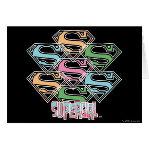 Cartão Colagem do logotipo Supergirl Pastel