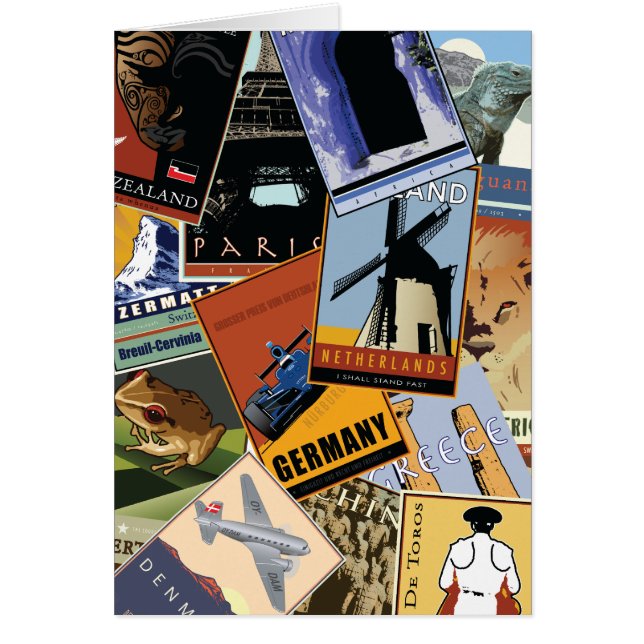 Cartão Colagem do mundo (Frente)