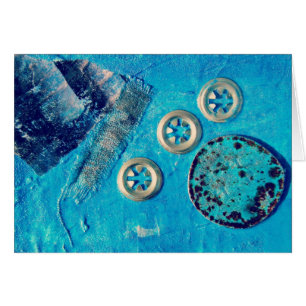 Cartão Colagem dos meios mistos dos azuis