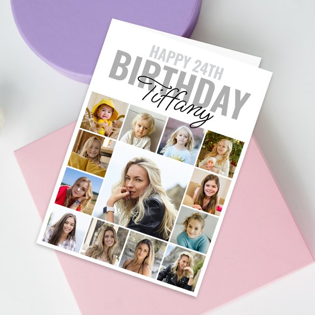 Cartão Colagem Foto de Feliz Aniversário de Qualquer Idad (Personalize the collage birthday greeting card to create a special keepsake for your loved one!)