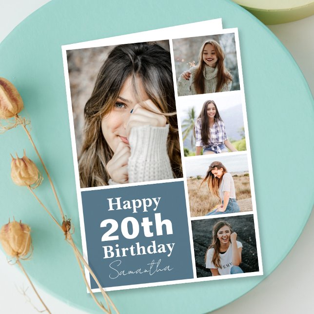 Cartão Colagem | Foto de qualquer aniversário personaliza (Personalize the collage birthday greeting card to create a special keepsake for your loved one!)